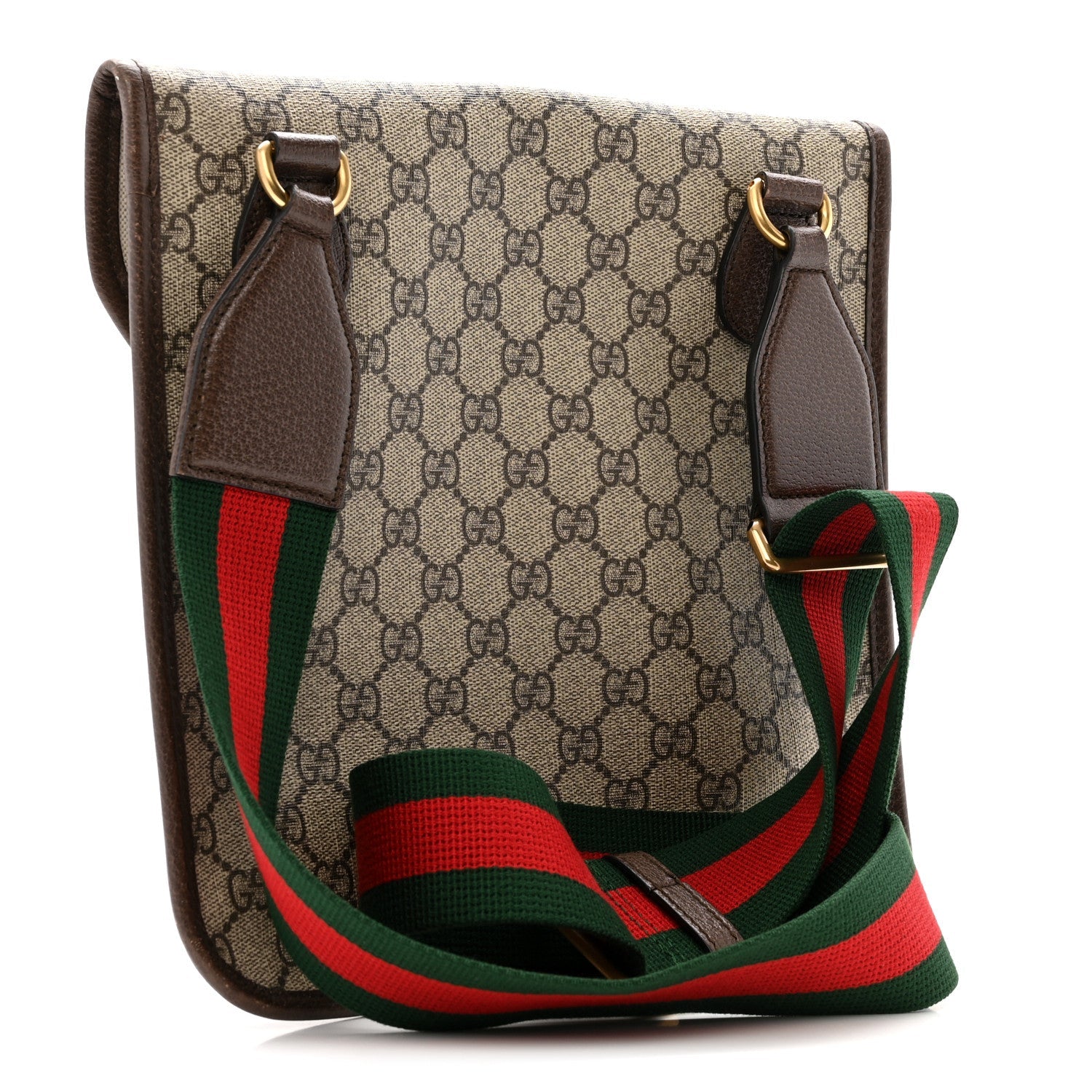 Gucci GG Supreme Monogram Web Medium Neo Vintage Flap Messenger Bag Beige New Acero