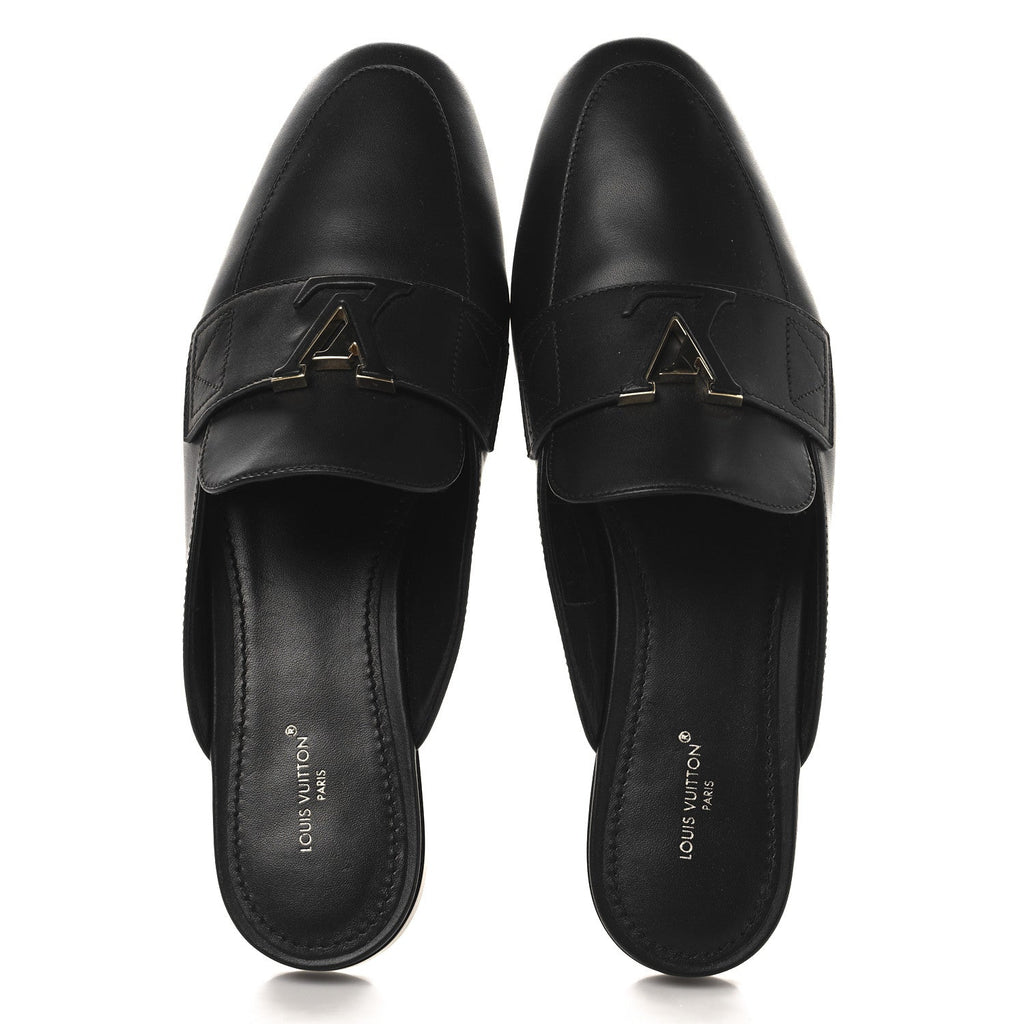 Louis Vuitton Calfskin LV Mare Open Back Loafers 40 Black
