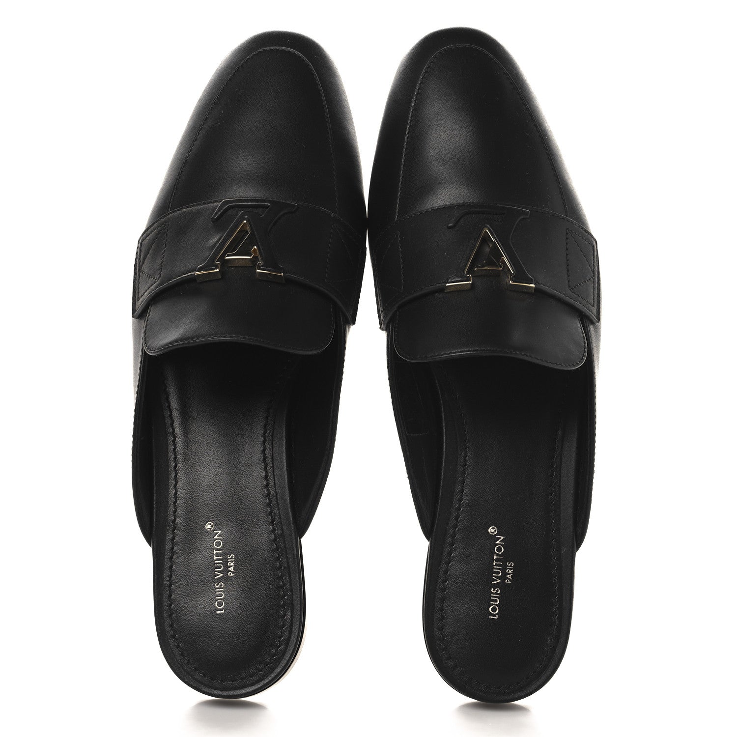 Louis Vuitton Calfskin LV Mare Open Back Loafers 40 Black