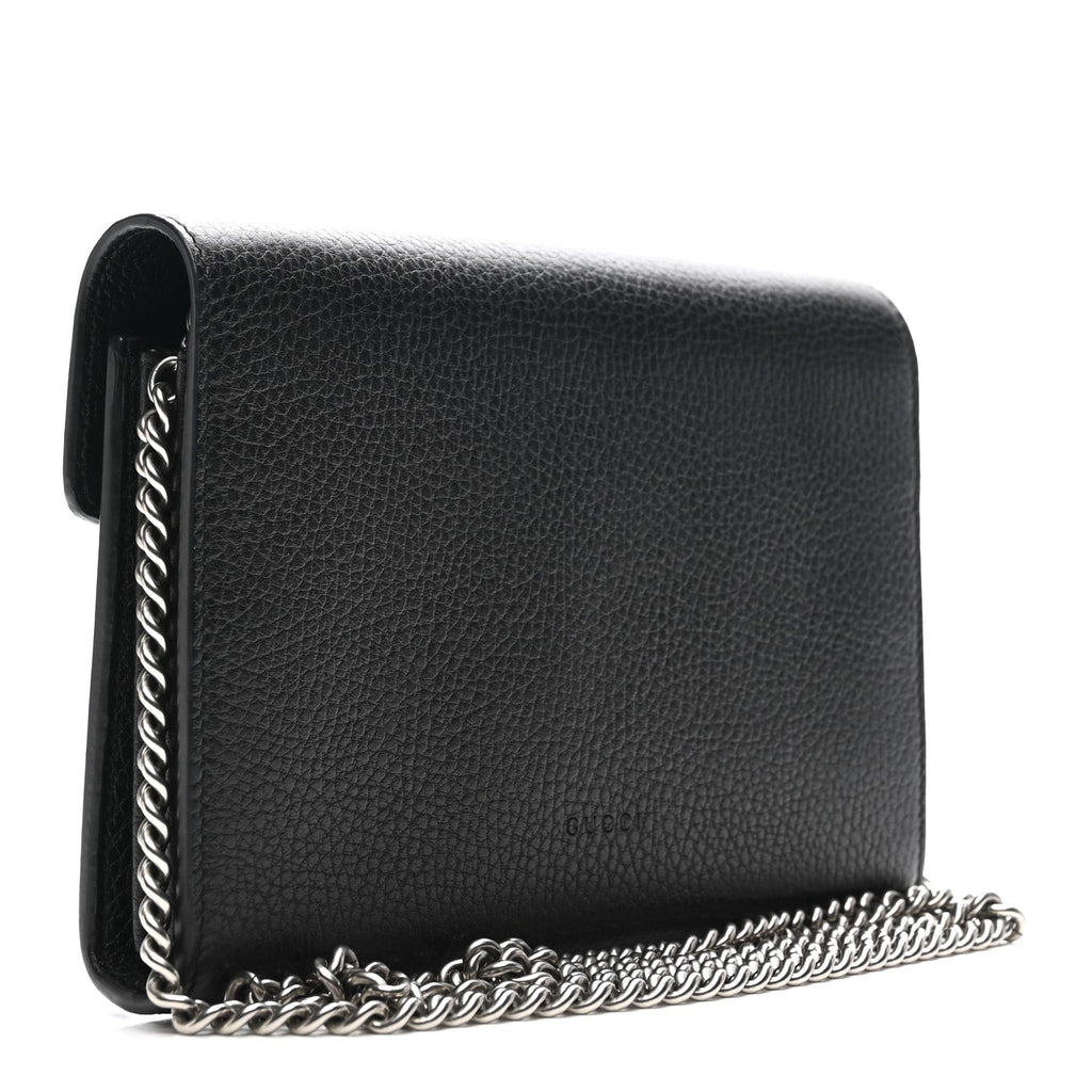 Gucci Calfskin Mini Dionysus Chain Wallet Black