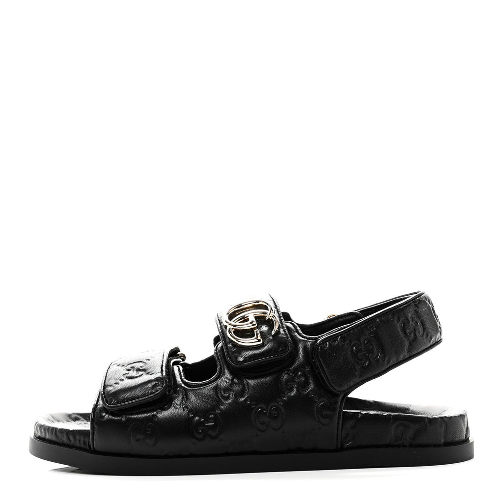 Gucci Guccissima GG Embossed Womens Sandals 35 Black