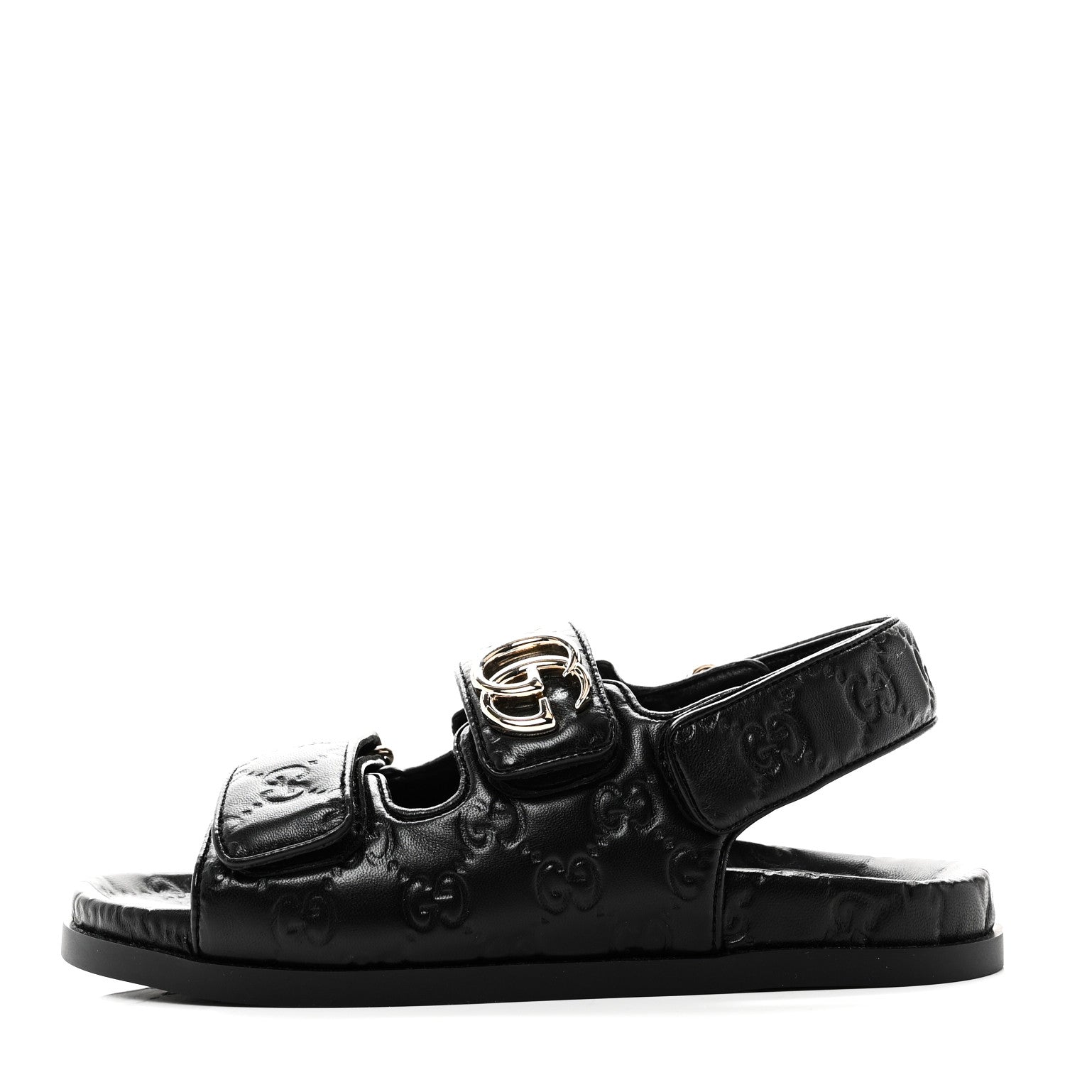 Gucci Guccissima GG Embossed Womens Sandals 35 Black