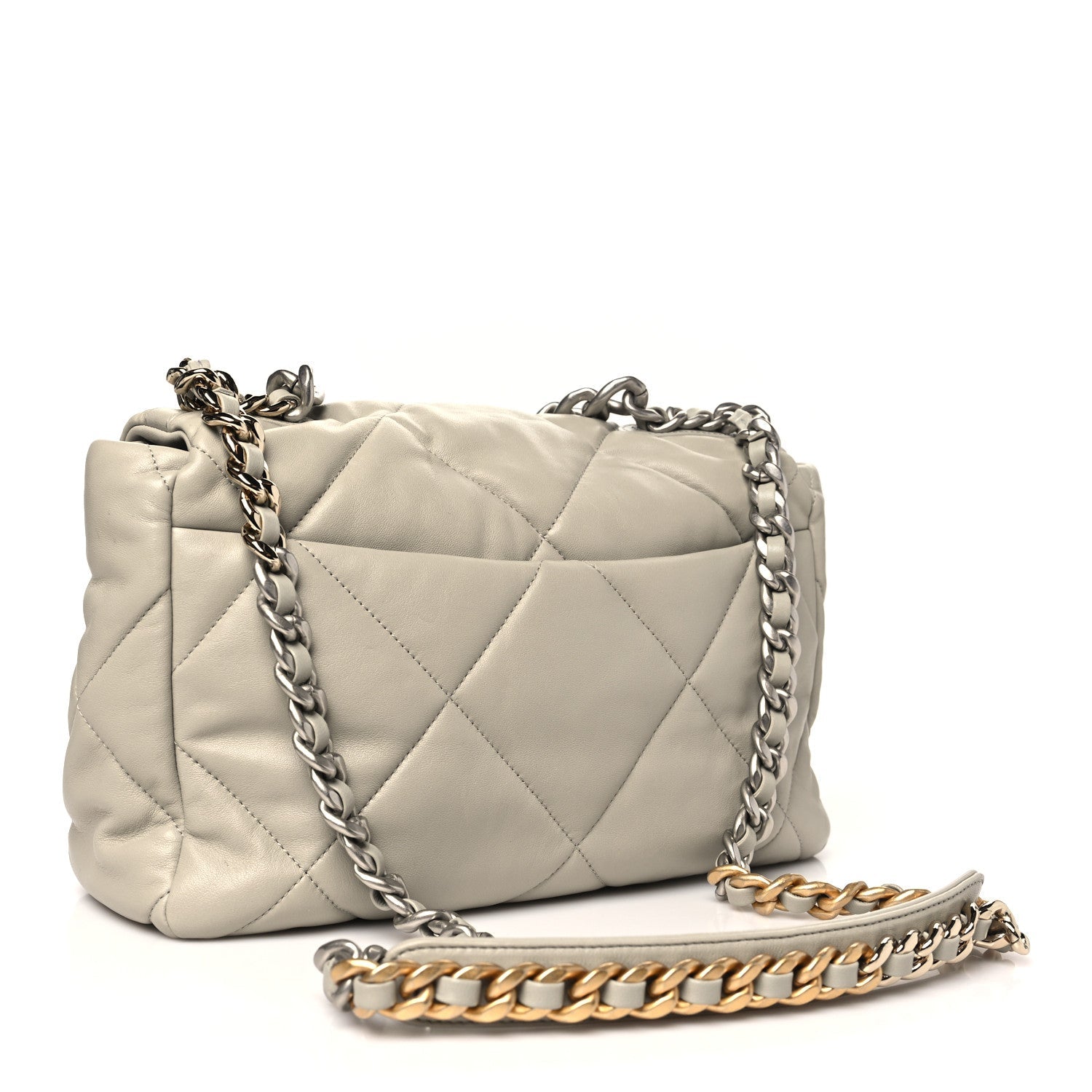 Chanel Lambskin Quilted Large Chanel 19 Flap Grey