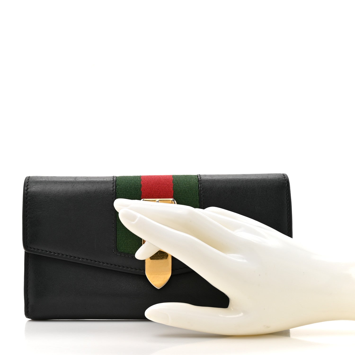 Gucci Calfskin Sylvie Continental Wallet Black