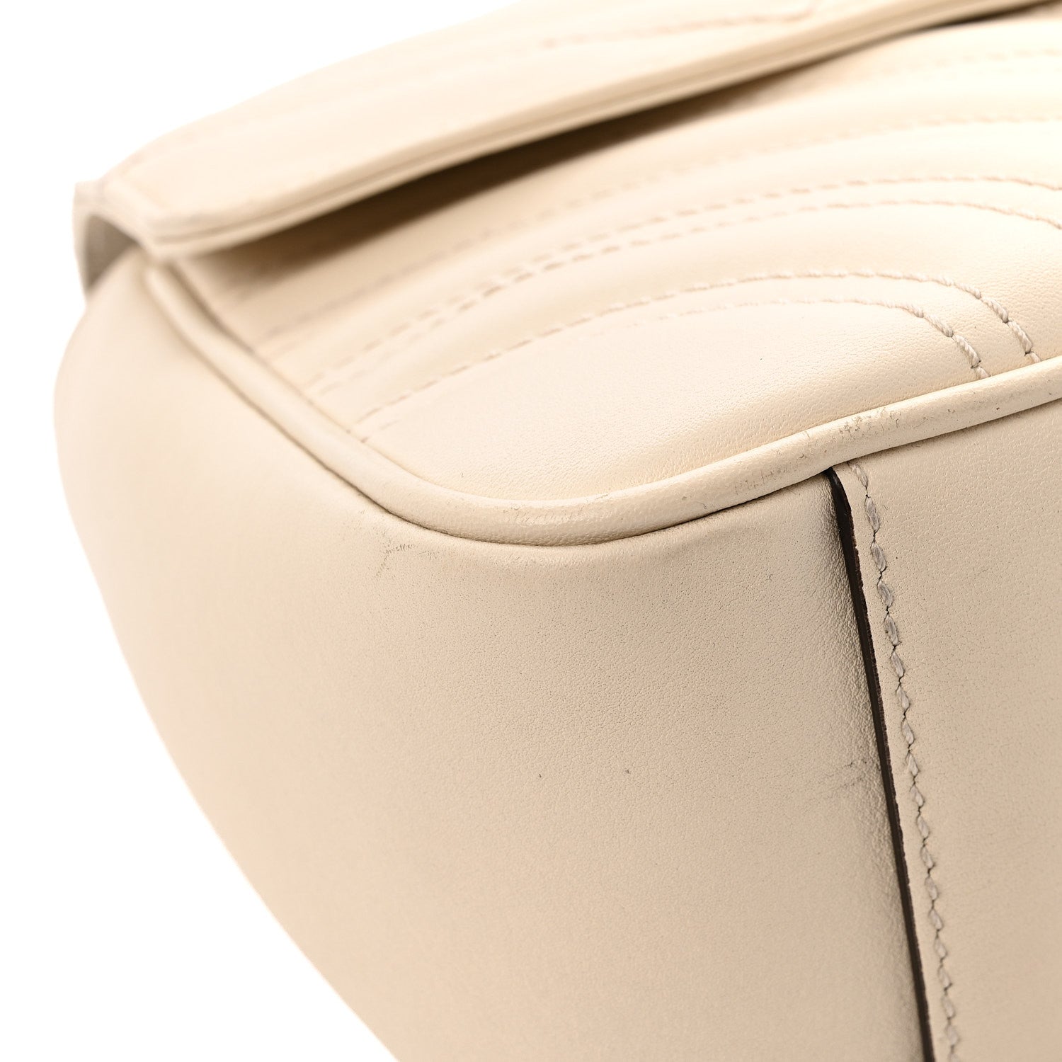 Gucci Calfskin Matelasse Small GG Marmont Shoulder Bag White