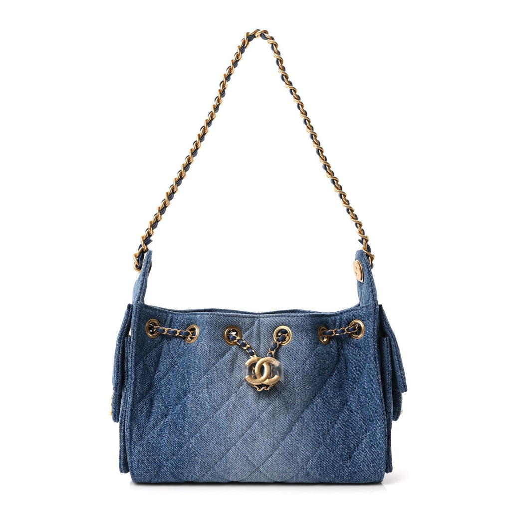Chanel Washed Denim Quilted Mini Chanel 25 Handbag Blue