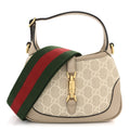 Gucci GG Supreme Monogram Textured Dollar Calfskin Mini Jackie 1961 Hobo Beige Mystic White Oatmeal