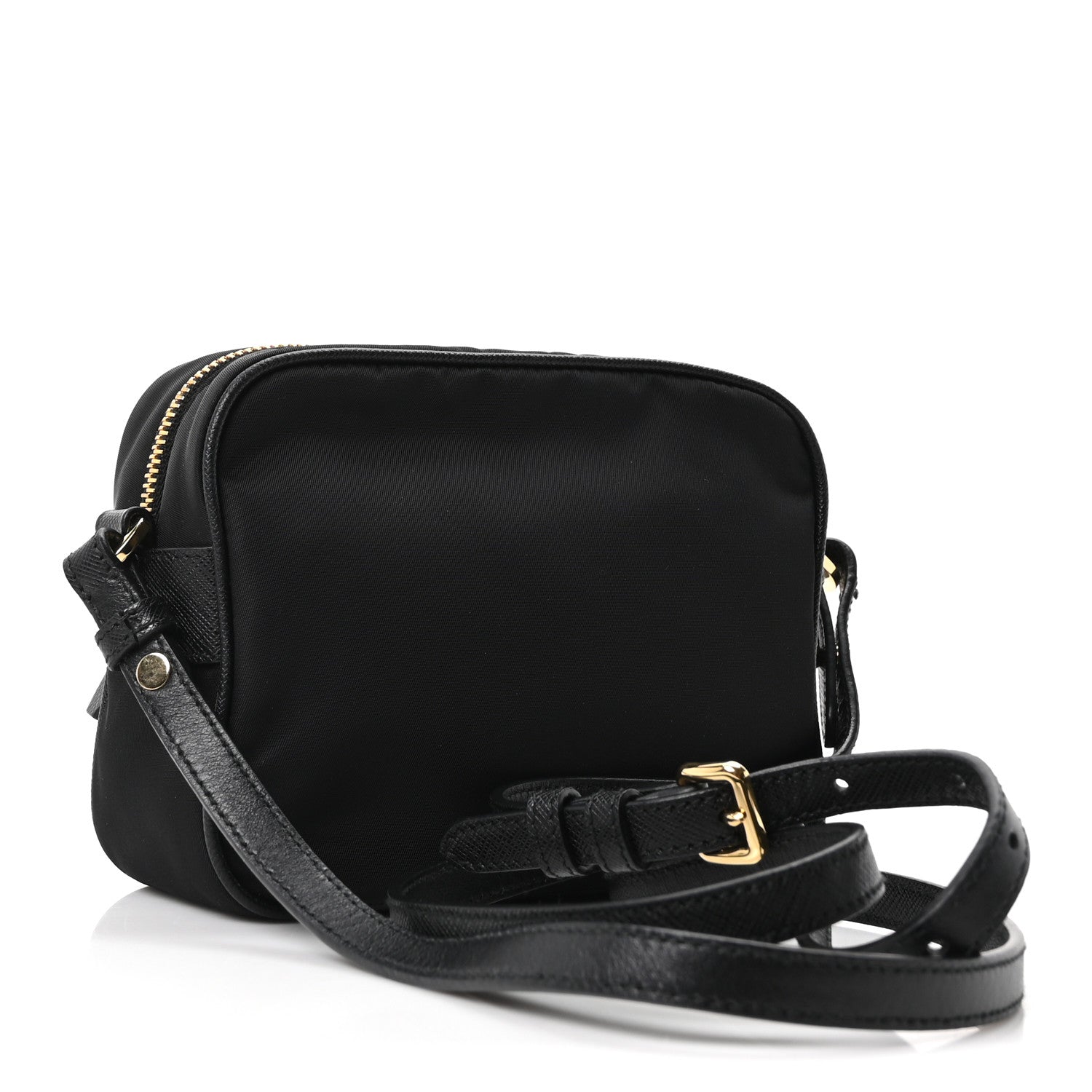 Prada Nylon Vela Saffiano Double Zip Crossbody Black