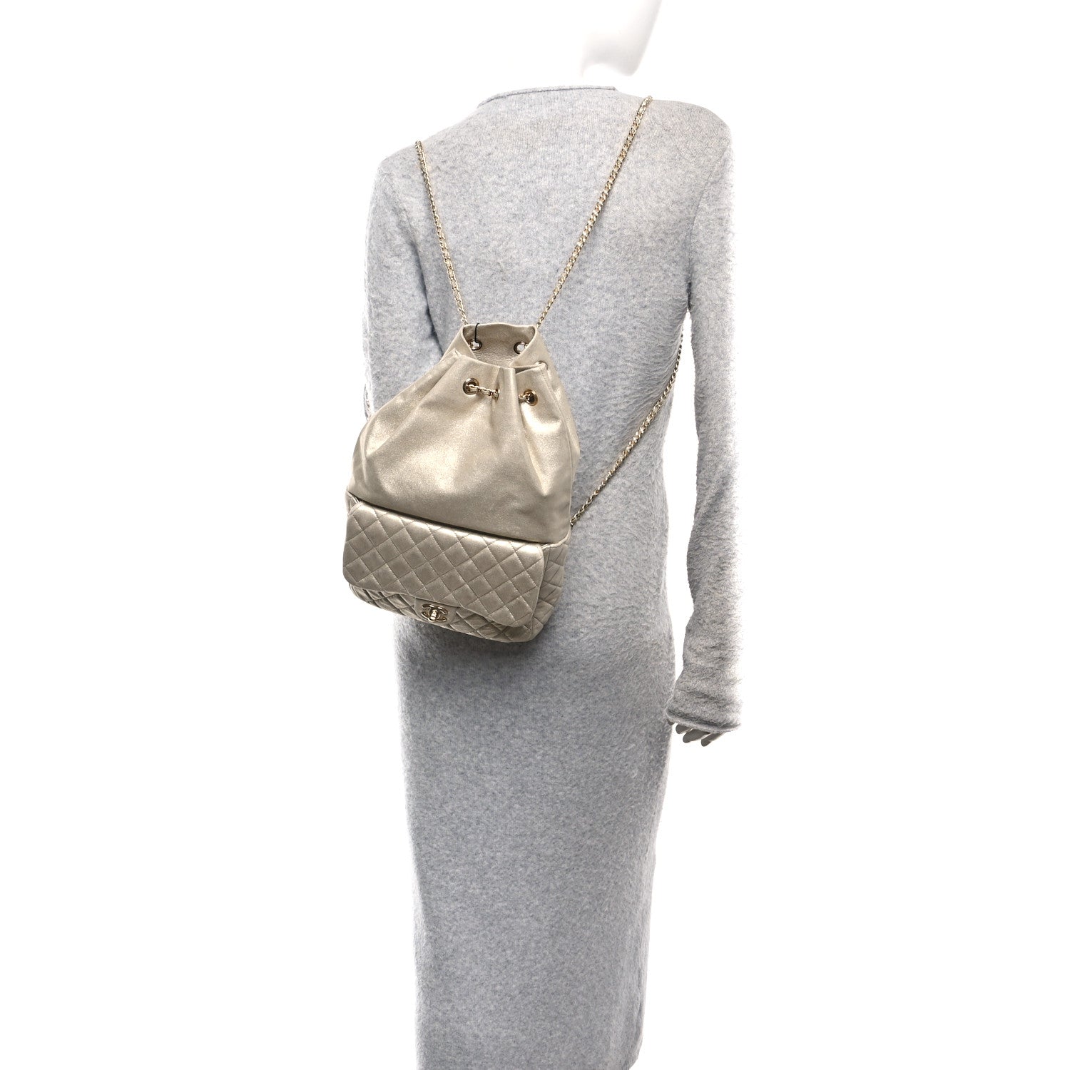 Chanel Metallic Lambskin Quilted Small In Seoul Backpack Light Gold