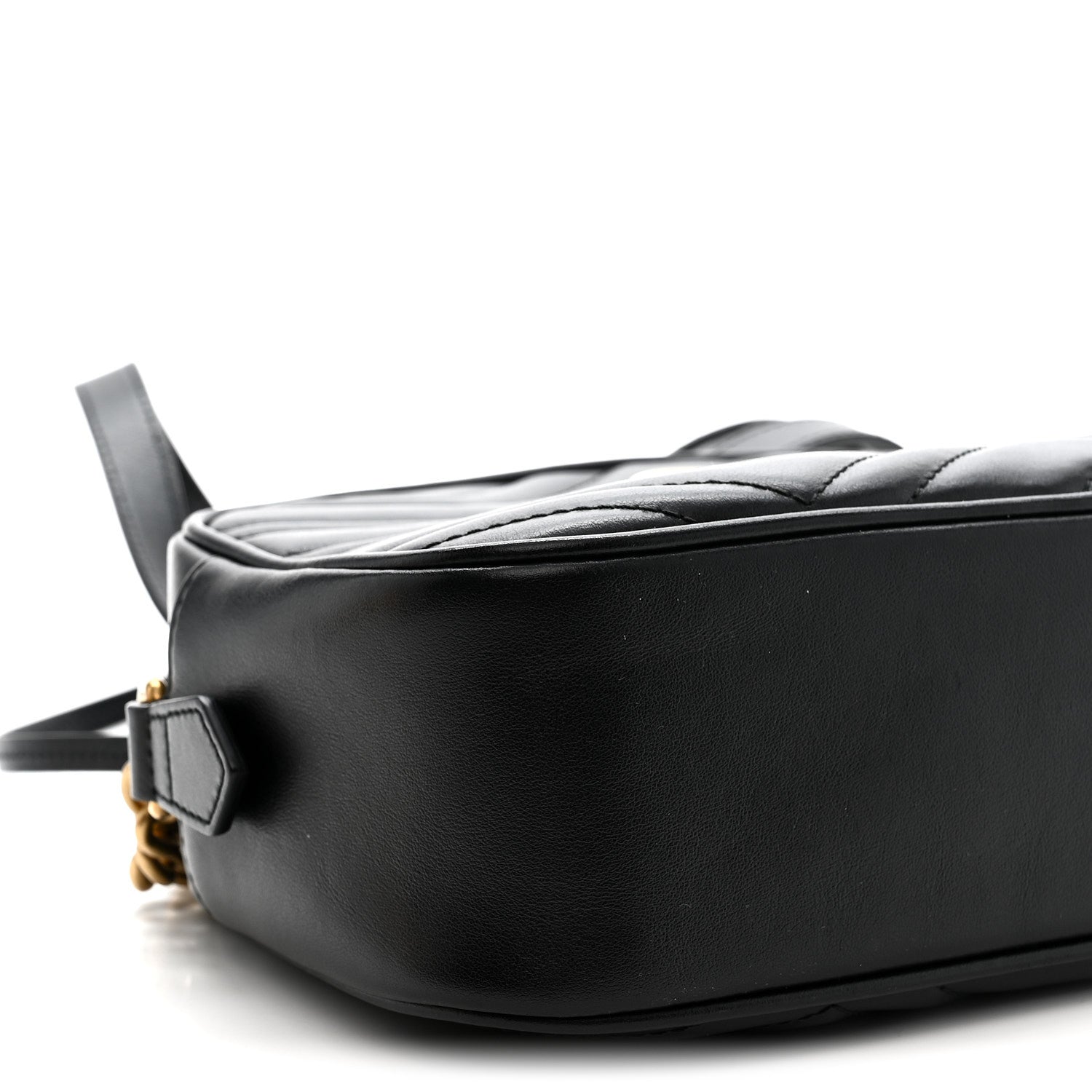 Gucci Calfskin Matelasse Small GG Marmont Chain Shoulder Bag Black