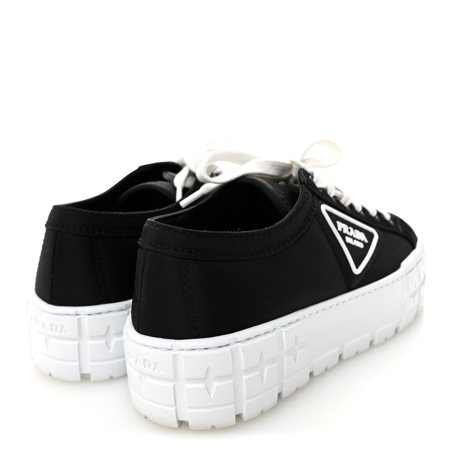 Prada Re-Nylon Gabardine Triangle Logo Double Wheel 50mm Sneakers 38 Black