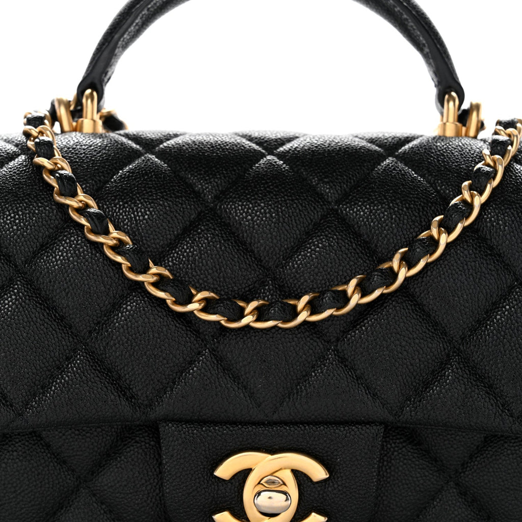 Chanel Caviar Quilted Mini Top Handle Rectangular Flap Black