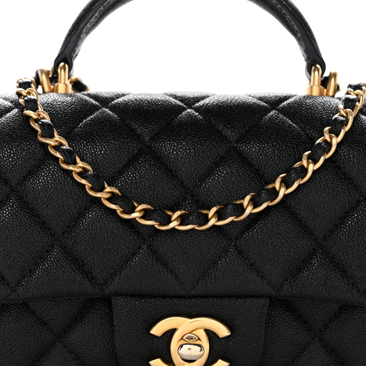 Chanel Caviar Quilted Mini Top Handle Rectangular Flap Black