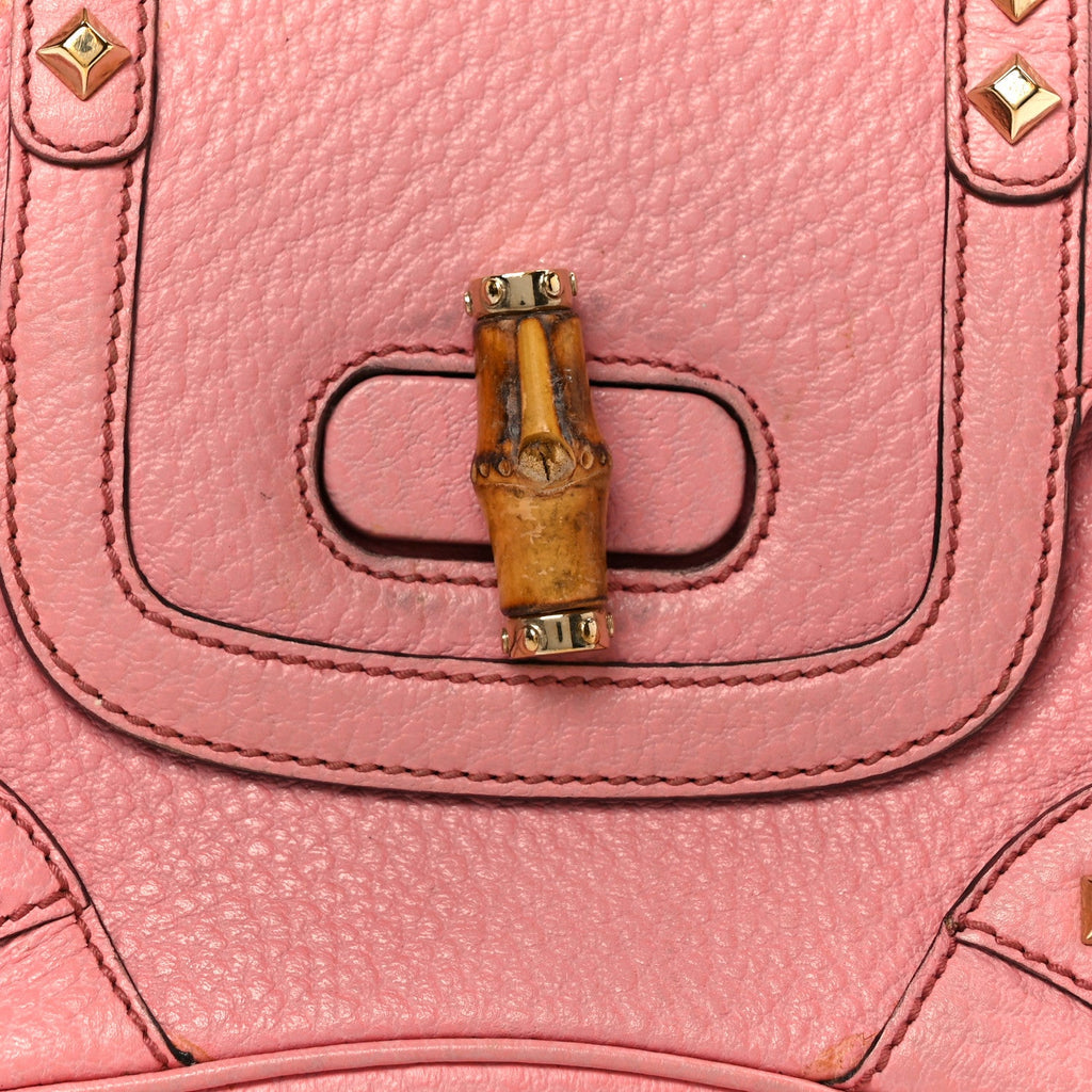 Gucci Calfskin Bamboo Top Handle Bag Pink