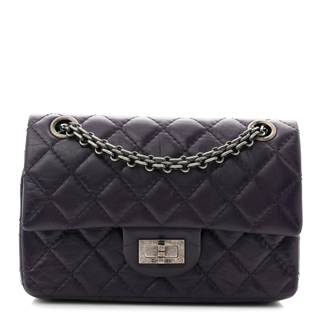 Chanel Aged Calfskin Quilted 2.55 Reissue Mini Flap Dark Purple