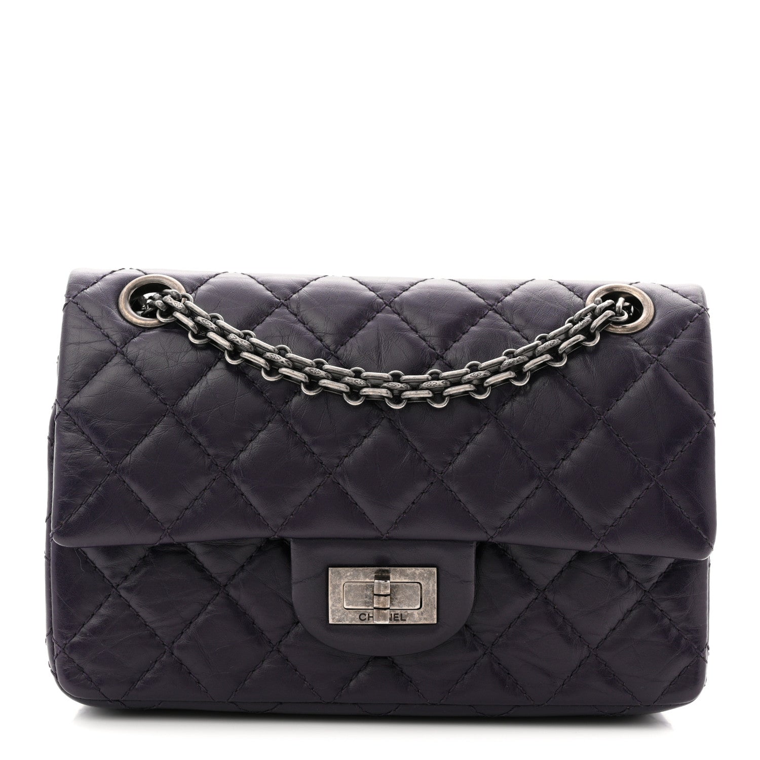 Chanel Aged Calfskin Quilted 2.55 Reissue Mini Flap Dark Purple