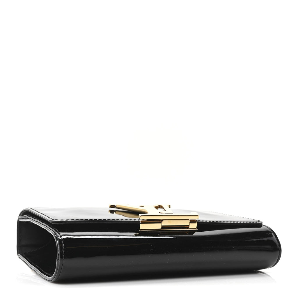 Louis Vuitton Patent Louise PM Chain Clutch Black