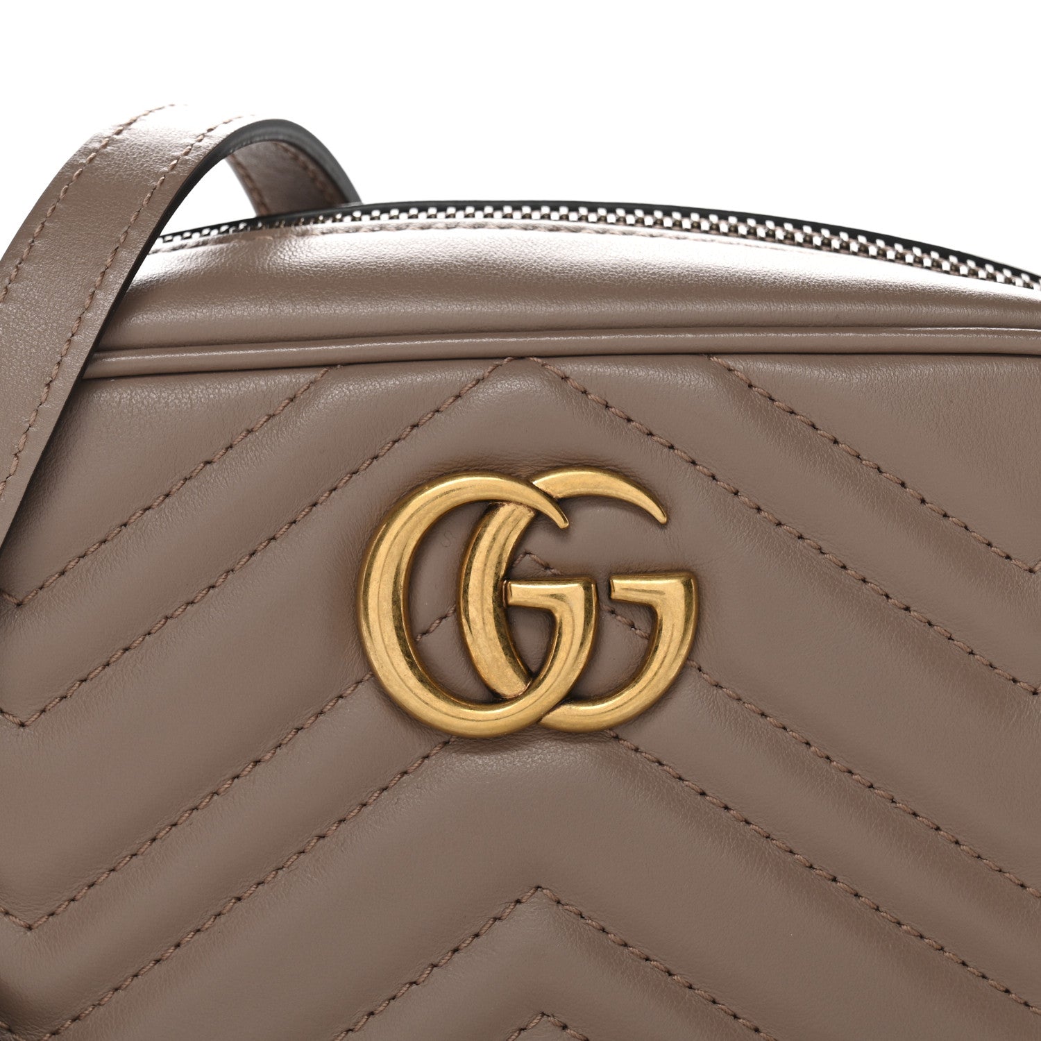 Gucci Calfskin Matelasse Mini GG Marmont Chain Shoulder Bag Porcelain Rose