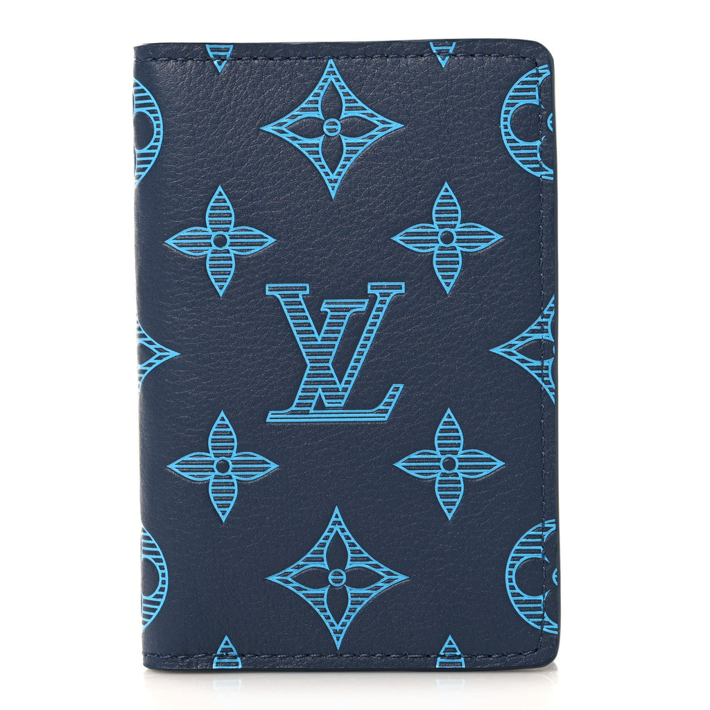 Louis Vuitton Calfskin Monogram Shadow Pocket Organizer Blue
