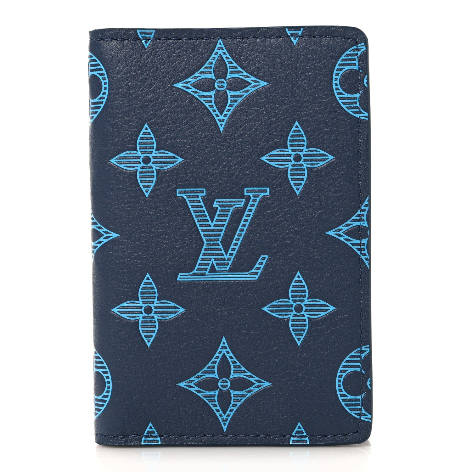 Louis Vuitton Calfskin Monogram Shadow Pocket Organizer Blue
