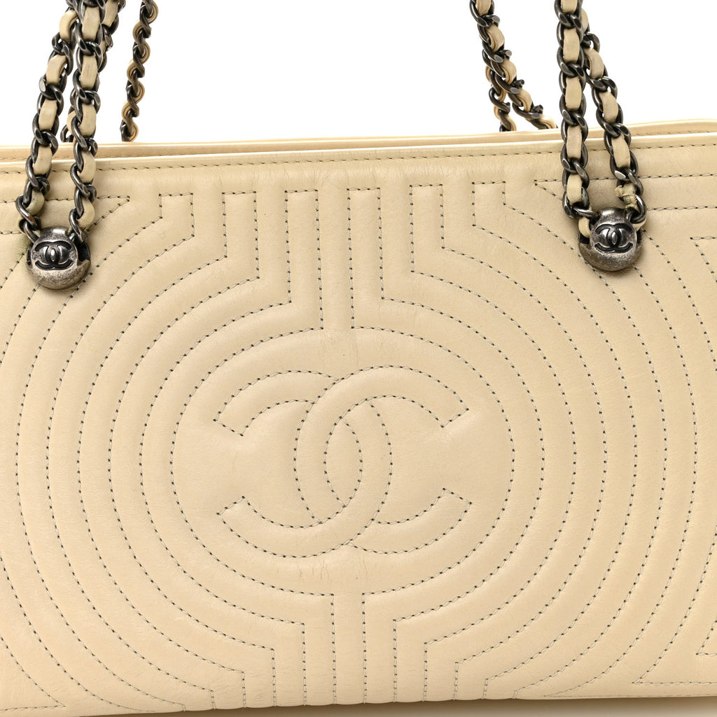 Chanel Glazed Calfskin Quilted Korean Garden Off White
