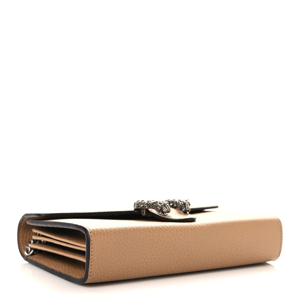 Gucci Dollar Calfskin Crystal Mini Dionysus Chain Wallet Natural Tan Black Diamond