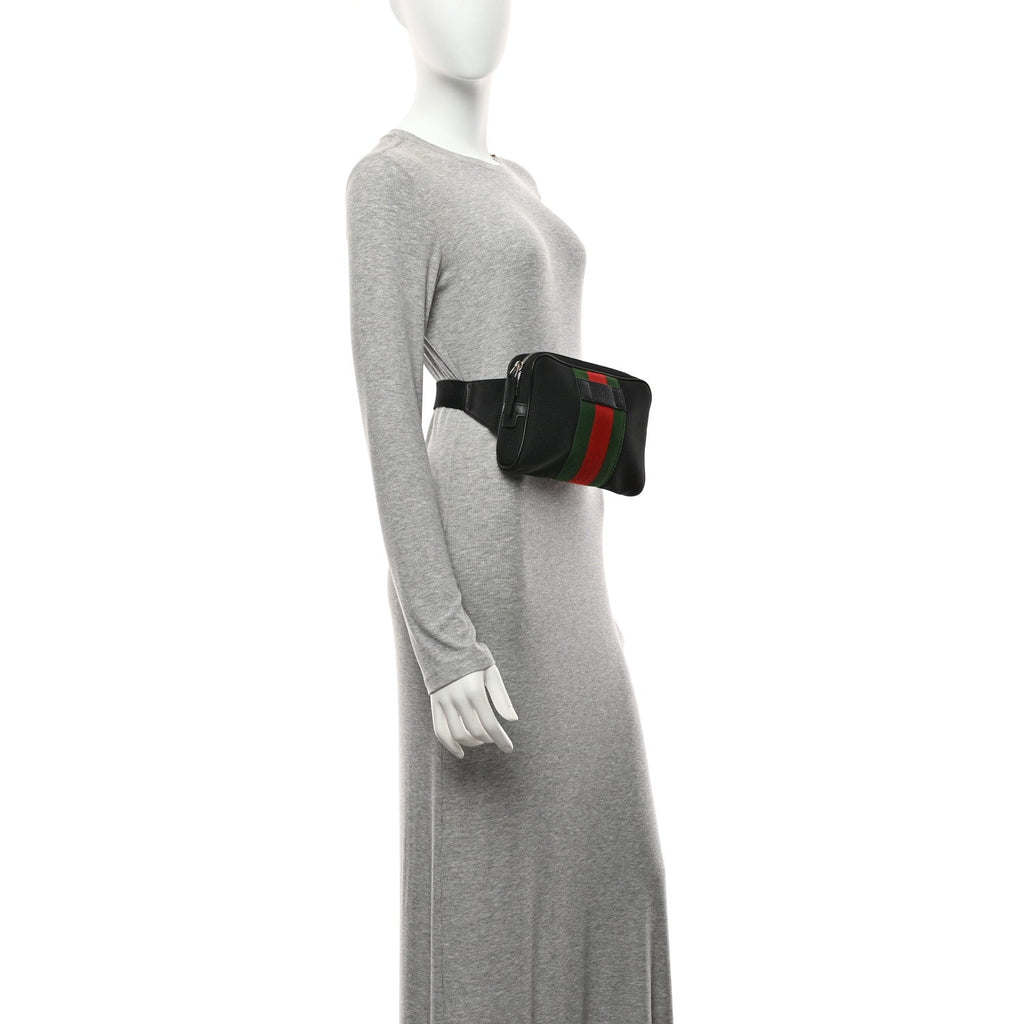 Gucci Canvas Web Slim Belt Bag Black