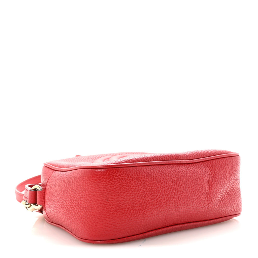 Gucci Pebbled Calfskin Small Soho Disco Bag Tabasco Red