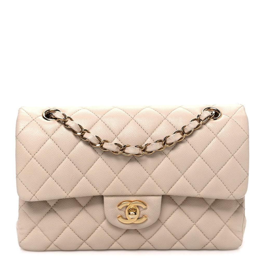 Chanel Caviar Quilted Small Double Flap Beige