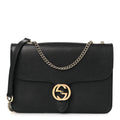 Gucci Dollar Calfskin Interlocking G Shoulder Bag Black