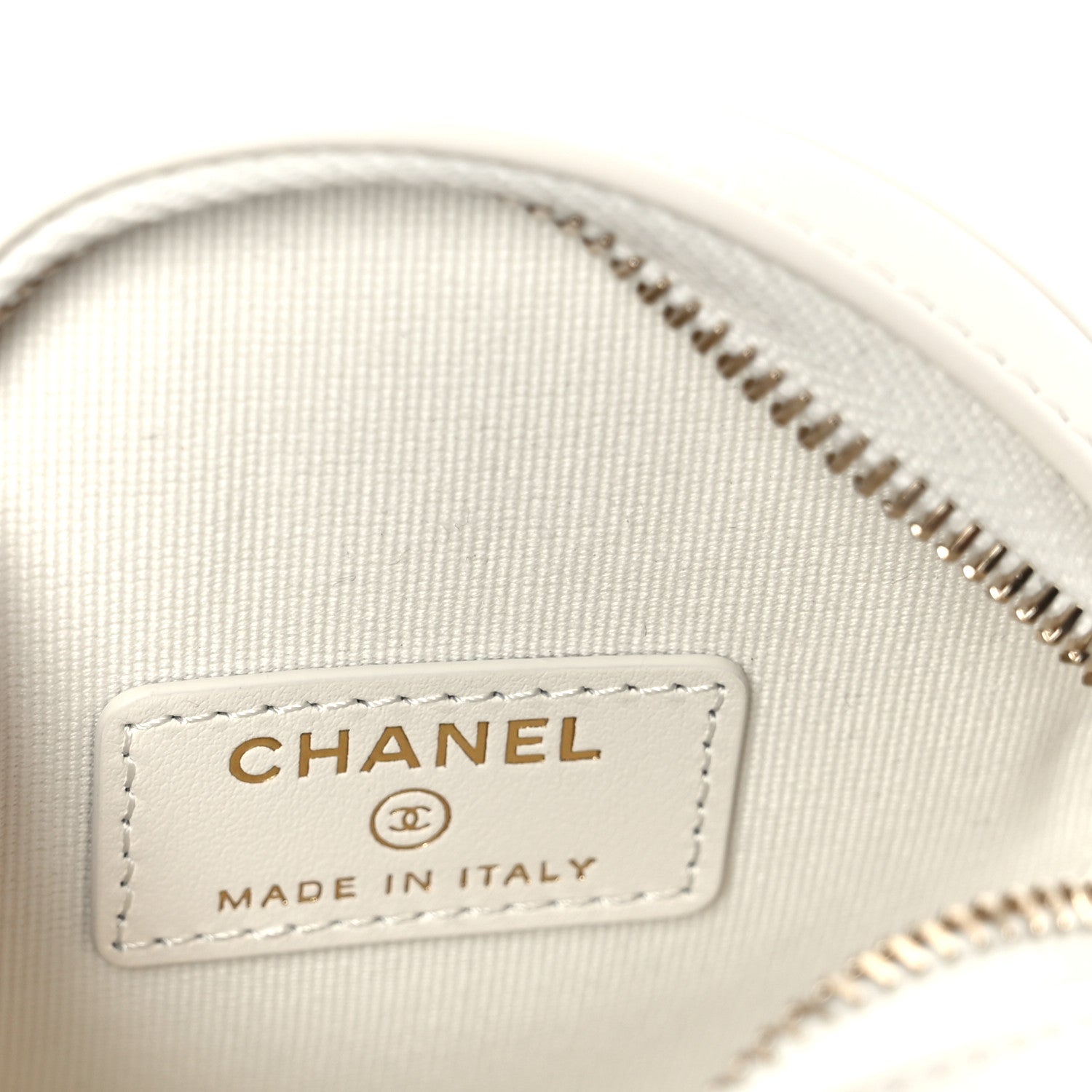 Chanel Tweed Quilted Round Filigree Pouch With Chain White Black