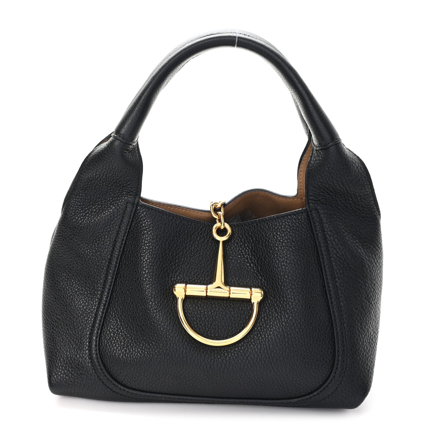 Gucci Grained Calfskin Softbit Medium Shoulder Bag Black