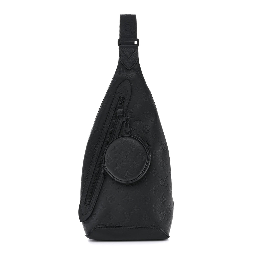 Louis Vuitton Calfskin Shadow Monogram Duo Slingbag Black