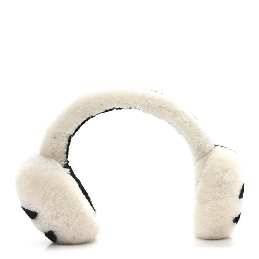 Chanel Shearling CC Ear Muffs Black White