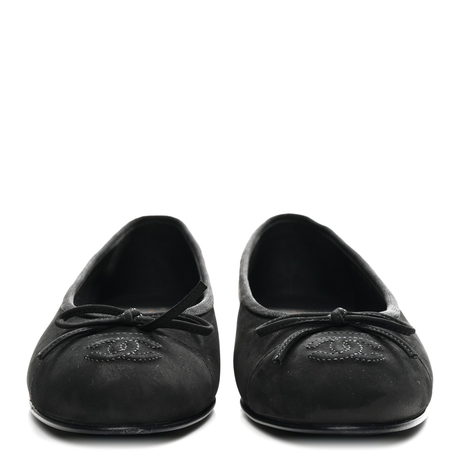 Chanel Suede Calfskin Cap Toe CC Ballerina Flats 36 Black