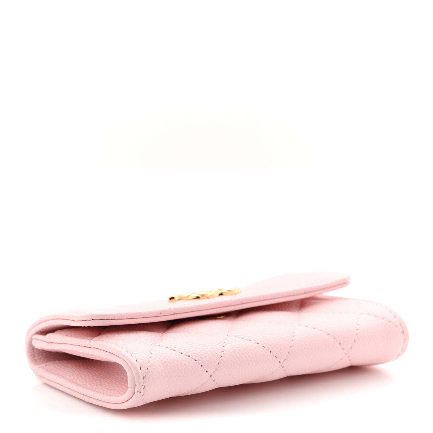 Caviar Quilted CC Flap Card Holder Rose