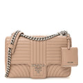 Prada Soft Calfskin Impunture Diagramme Large Chain Flap Shoulder Bag Cipria