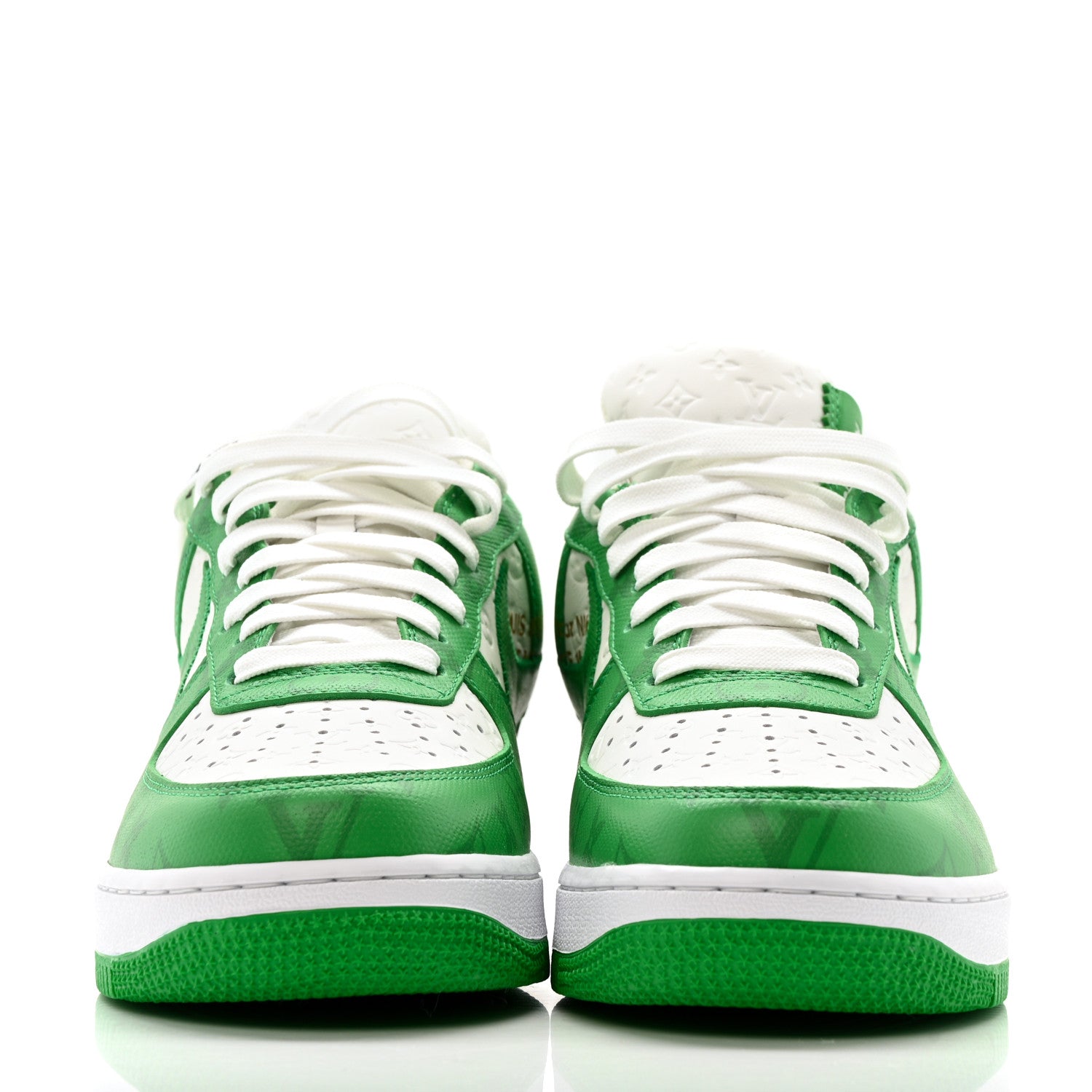 Louis Vuitton X NIKE AIR FORCE 1 Calfskin Monogram Mens Low Top Sneakers 8 Green