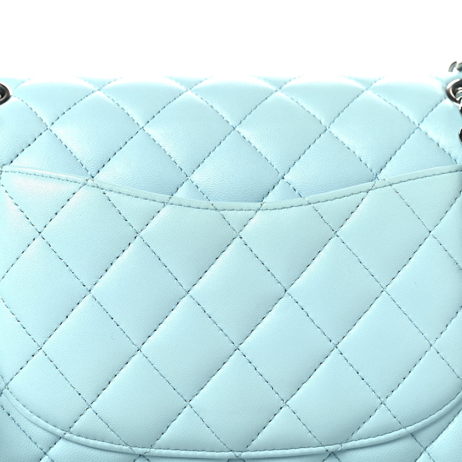 Chanel Lambskin Quilted Medium Double Flap Light Blue