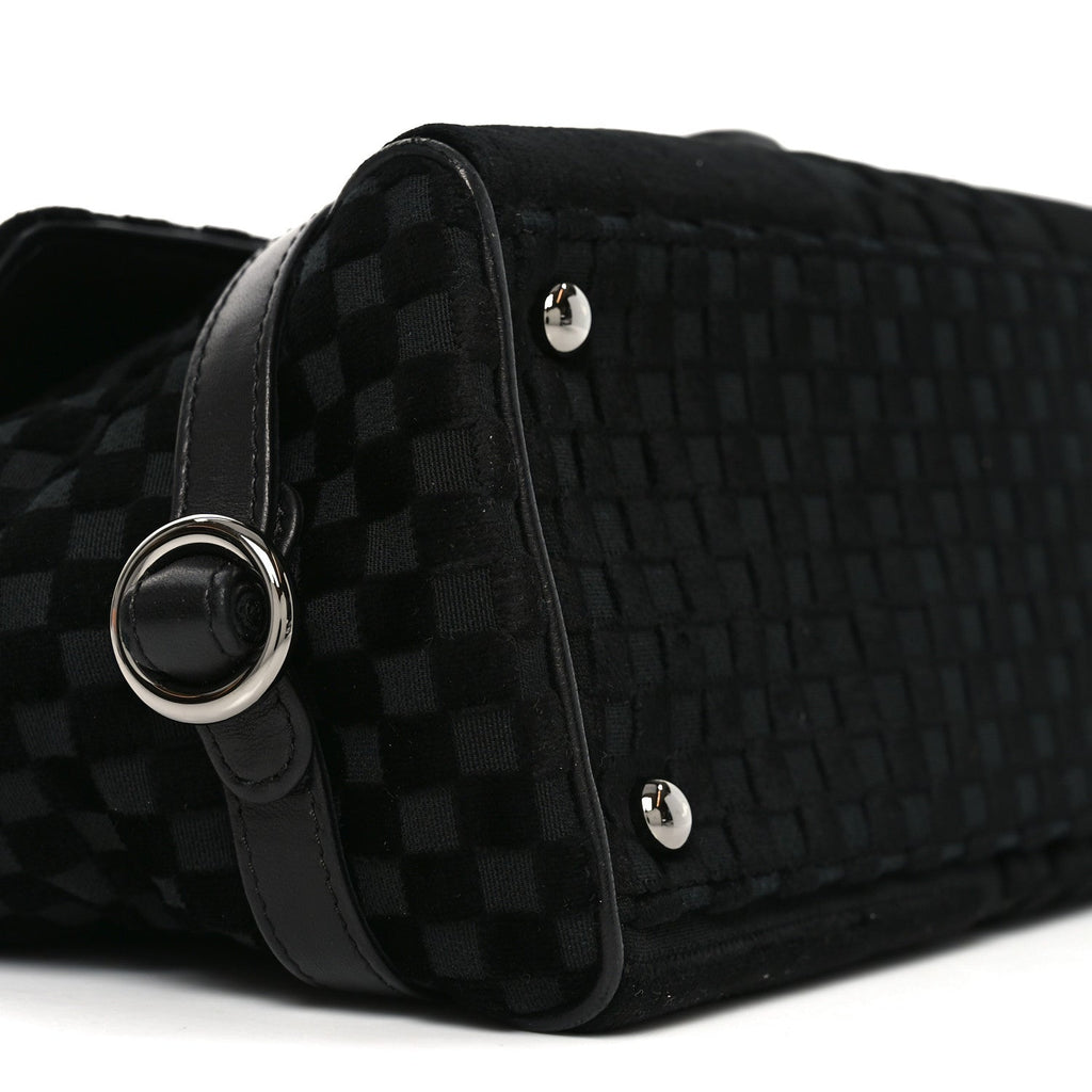Chanel Velvet Checkered Flap Bag Black