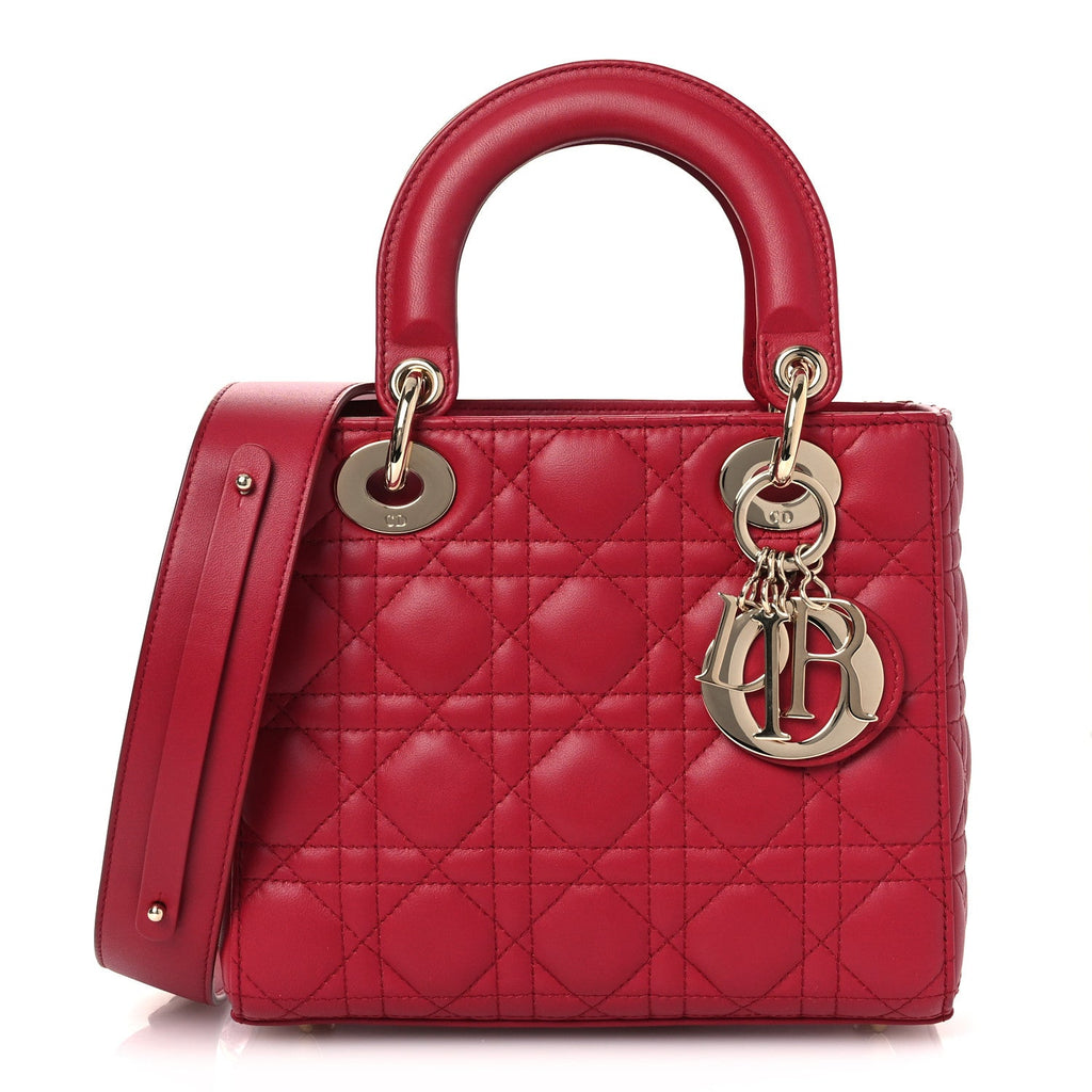 Christian Dior Lambskin Cannage Small My ABCDior Lady Dior Red