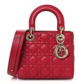 Christian Dior Lambskin Cannage Small My ABCDior Lady Dior Red