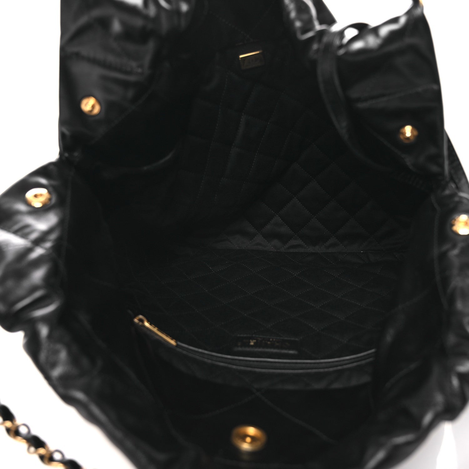 Chanel Shiny Calfskin Quilted Chanel 22 Black White