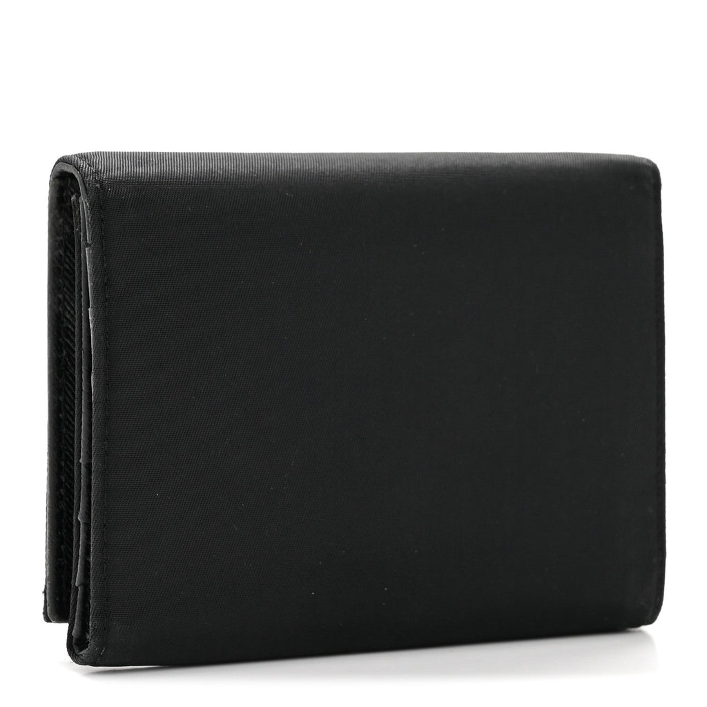 Prada Tessuto Nylon Tri-Fold Compact Wallet  Black