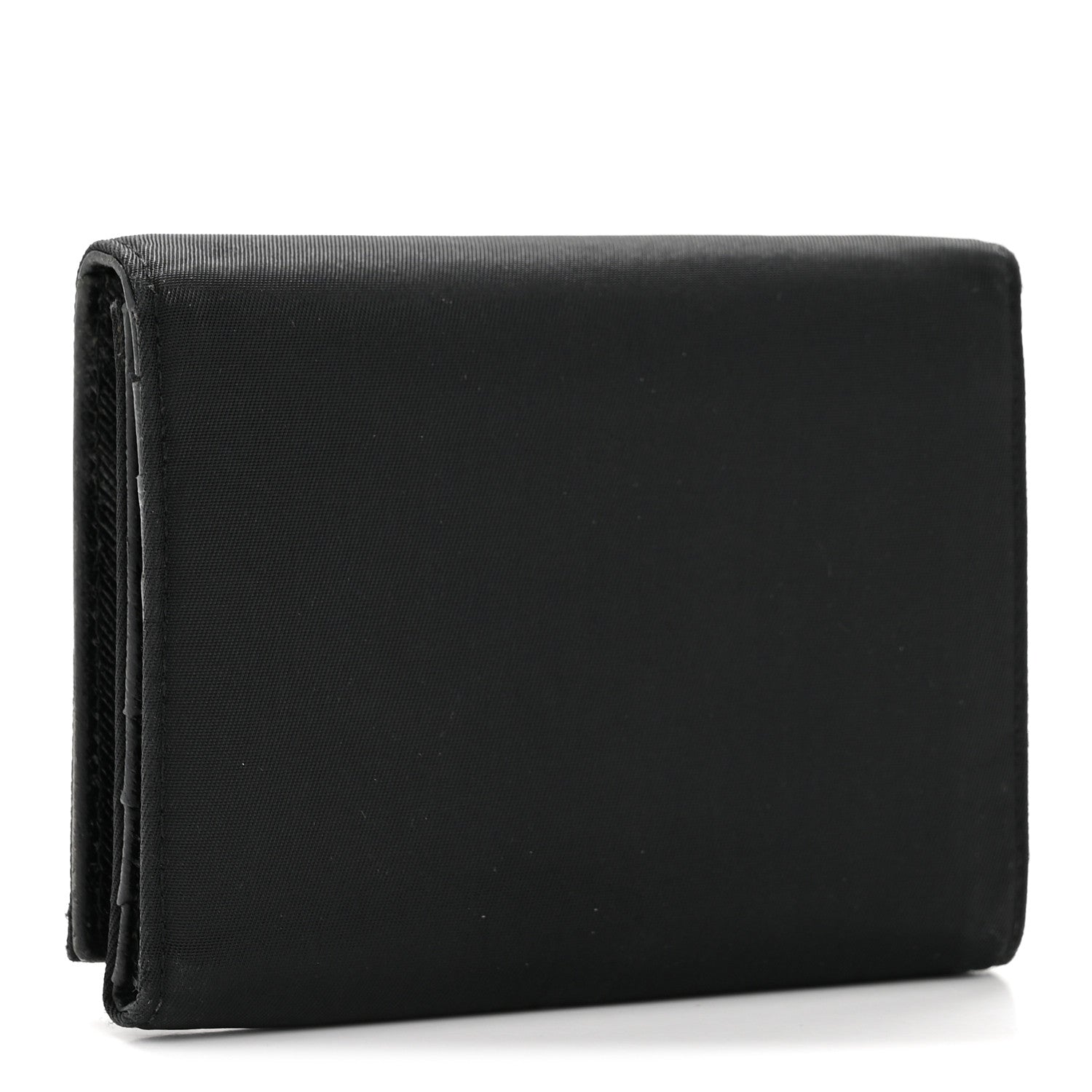 Prada Tessuto Nylon Tri-Fold Compact Wallet  Black