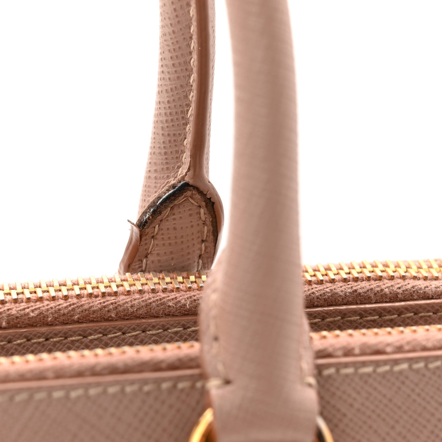 Prada Saffiano Small Galleria Double Zip Tote Cammeo