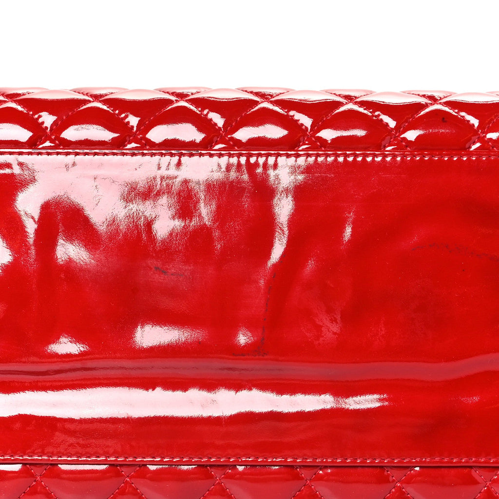 Chanel Patent Quilted Large Just Mademoiselle Bowling Bag Red