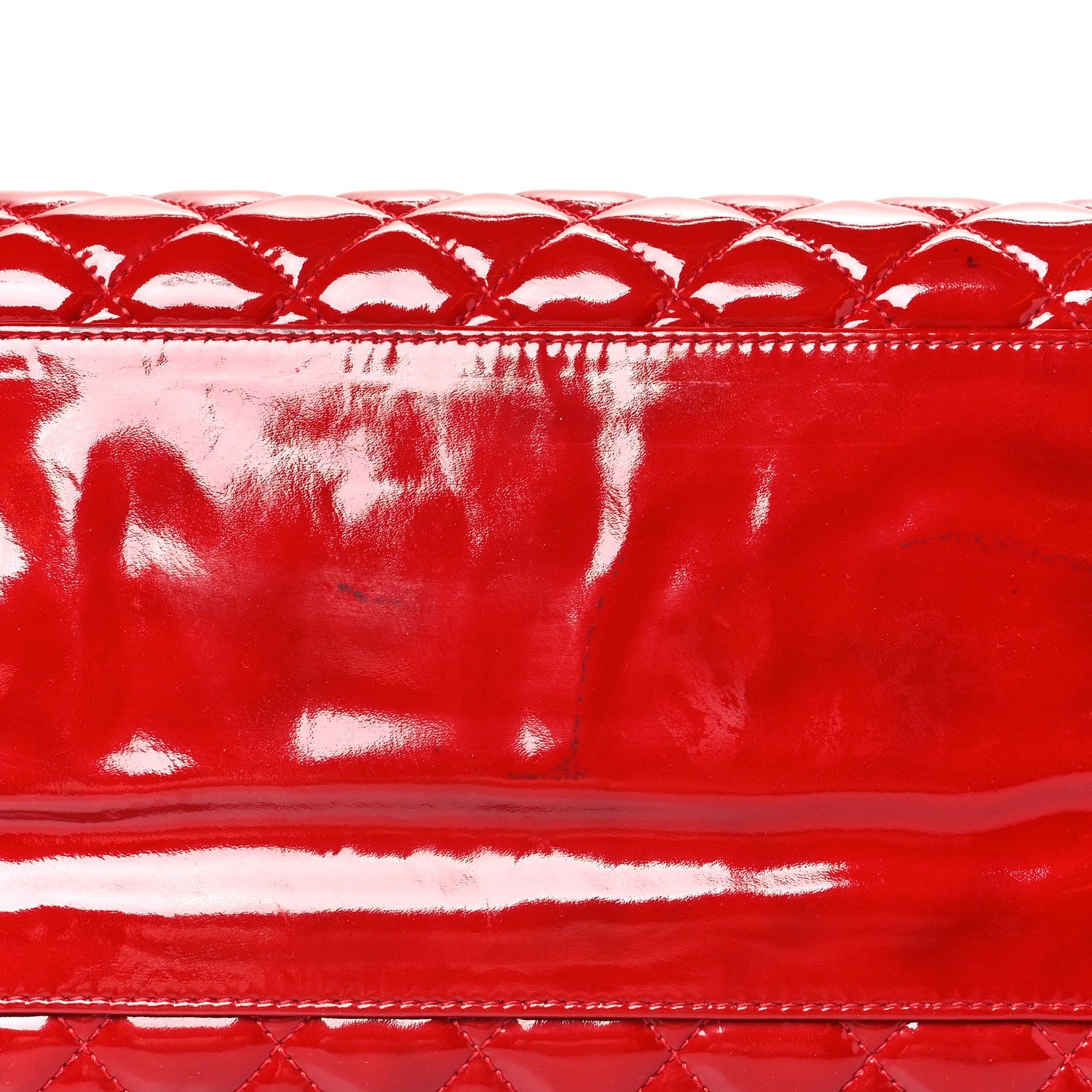Chanel Patent Quilted Large Just Mademoiselle Bowling Bag Red
