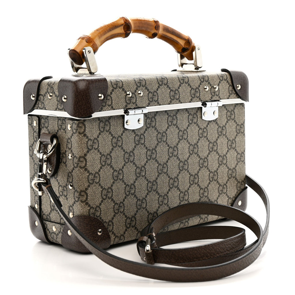 Gucci GG Supreme Monogram Globe-Trotter Beauty Case Brown