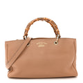Gucci Pebbled Calfskin Medium Bamboo Shopper Tote Camelia